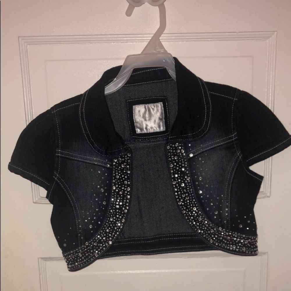 Justice dark blue denim shrug